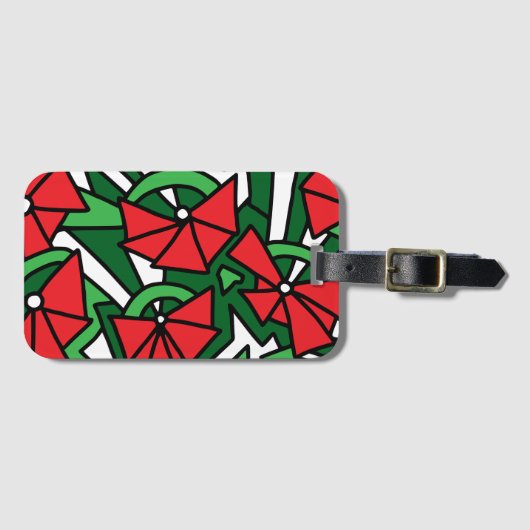 Red Blume Doodle Art Gepäckanhänger (Vorderseite (Horizontal))