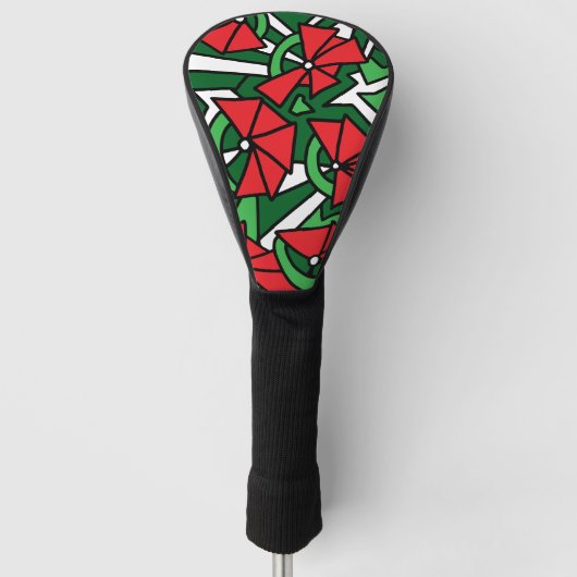 Red Blume Doodle Art Golf Headcover (Vorderseite)