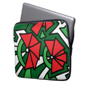 Red Blume Doodle Art Laptopschutzhülle (Vorderseite Links)