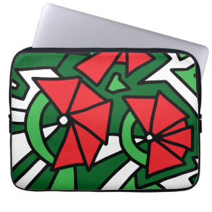 Red Blume Doodle Art Laptopschutzhülle