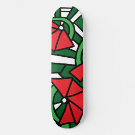 Red Blume Doodle Art Skateboard