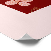 Red Blume Double Happiness Chinese Wedding Poster (Ecke)
