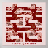 Red Blume Double Happiness Chinese Wedding Poster (Vorne)