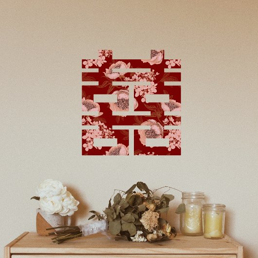 Red Blume Double Xi Chinesisch Hochzeit Fensteraufkleber