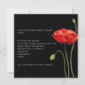 Red Blume Entschuldigung Karte (Vorderseite)