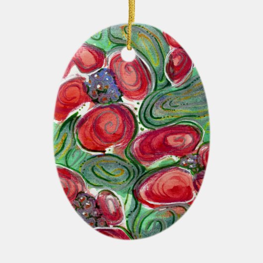 Red Blume Fantasy Keramik Ornament (Vorne)