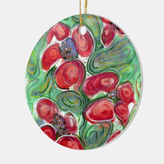 Red Blume Fantasy Keramik Ornament (Links)