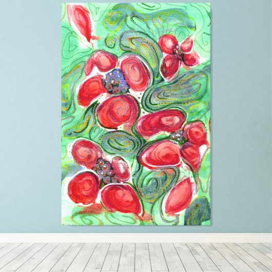 Red Blume Fantasy Leinwanddruck (Insitu (Holzboden))