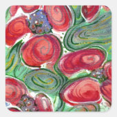 Red Blume Fantasy Quadratischer Aufkleber (Vorderseite)