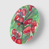 Red Blume Fantasy Runde Wanduhr (Winkel)