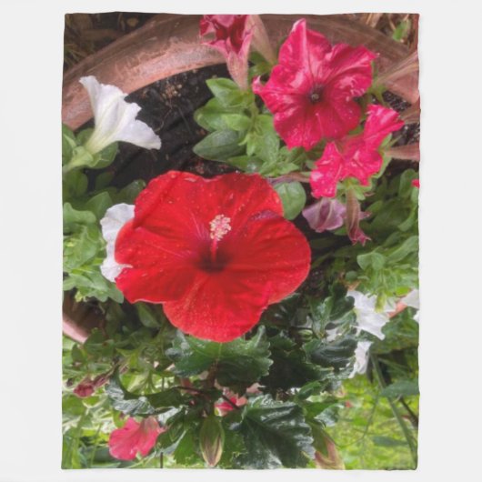 RED-BLUME FLEECEDECKE (Vorderseite)