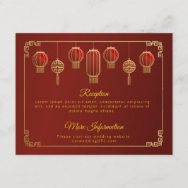 Red Blume Gold Trim Chinese Hochzeitsfeier Begleitkarte