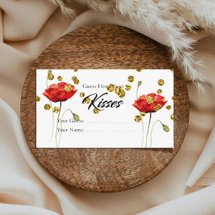 Red Blume Gold Wie viele Kisses Bridal Game Begleitkarte