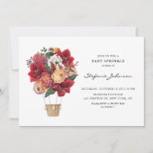 Red Blume Hot Air Ballon Baby Sprinkle Einladung (Vorderseite)