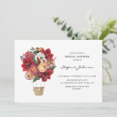 Red Blume Hot Air Ballon Brautparty Einladung (Stehend Vorderseite)