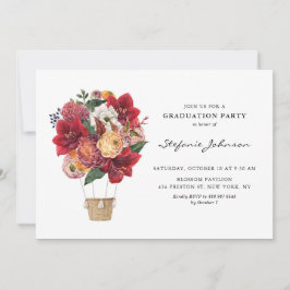 Red Blume Hot Air Ballon Graduation Party Einladung