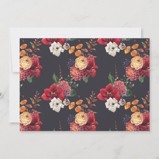 Red Blume Hot Air Ballon Polterabend Einladung (Rückseite)