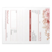 Red Blume Line Art Rechnungen für kleine Unternehm Notizblock (Vorderseite)