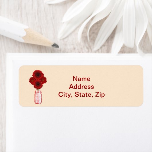 Red Blume Mason Jar Address Labels (Insitu)