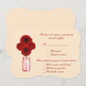 Red Blume Mason Jar Response Card Einladung (Vorne/Hinten)