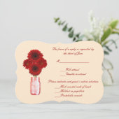 Red Blume Mason Jar Response Card Einladung (Stehend Vorderseite)