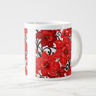 Red Blume Pattern Jumbo Tasse