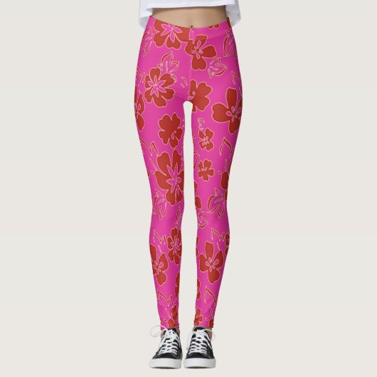 Red Blume Pattern Leggings (Vorderseite)
