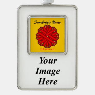 Red Blume Ribbon Tmpl (V-I) von Kenneth Yoncich Rahmen-Ornament Silber