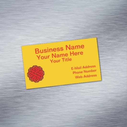 Red Blume Ribbon von Kenneth Yoncich Magnetische Visitenkarte (Beispiel)