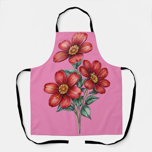 Red Blume Sketch Schürze (Vorderseite)