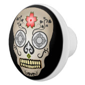 Red Blume Sugar Skull Keramikknauf (Rechts)