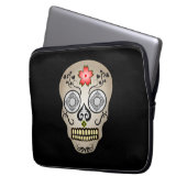 Red Blume Sugar Skull Laptopschutzhülle (Vorderseite Links)