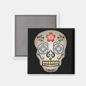 Red Blume Sugar Skull Magnet (Vorderseite/Rückseite)
