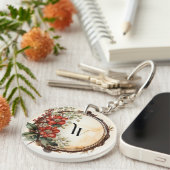 Red Blume Twig Wreath Verlasse Red Berries Schlüsselanhänger (Vorderseite rechts)