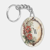 Red Blume Twig Wreath Verlasse Red Berries Schlüsselanhänger (Vorderseite links)