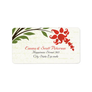 Red Blume Vintage Wedding Return Address Label Adressaufkleber