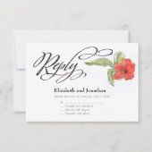 Red Blume Watercolor Script Hochzeitskarte Einladung (Vorderseite)