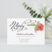 Red Blume Watercolor Script Hochzeitskarte Einladung (Stehend Vorderseite)