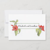 Red Blume Watercolor Script Hochzeitskarte Einladung (Rückseite)