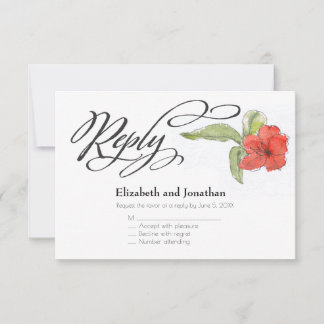Red Blume Watercolor Script Hochzeitskarte Einladung