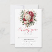 Red Blush Floral Boho Wedding RSVP Enclosure Karte (Vorderseite)
