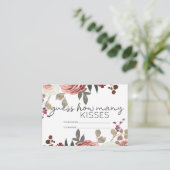 Red Blush Floral Rose Wie viele Kisses Bridal Game Begleitkarte (Stehend Vorderseite)