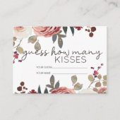 Red Blush Floral Rose Wie viele Kisses Bridal Game Begleitkarte (Vorderseite)