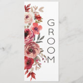 Red Blush Floral Roses Reserved Seating  Menükarte (Vorderseite)