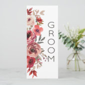 Red Blush Floral Roses Reserved Seating  Menükarte (Stehend Vorderseite)