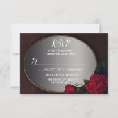 Red Blush Floral Silver Gray Mirror RSVP Karte (Vorderseite)