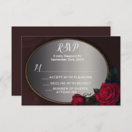 Red Blush Floral Silver Gray Mirror RSVP Karte