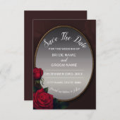 Red Blush Floral Silver Gray Mirror Save The Date (Vorne/Hinten)
