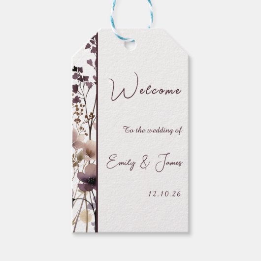 Red Blush Floral Wedding Elegant Geschenkanhänger (Vorderseite)