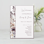 Red Blush Floral Wedding Elegant Romantic Programm (Stehend Vorderseite)